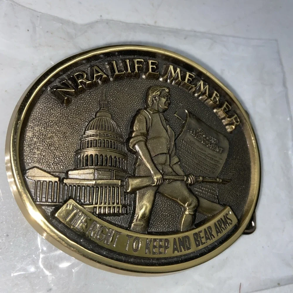 NRA Life Member Right To Bear Arms Belt Buckle‎ Solid Brass Jadco Hunting Guns